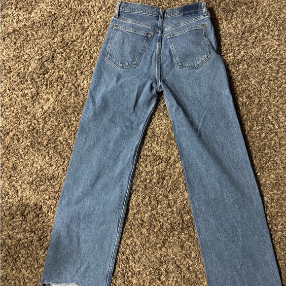 Abercrombie & Fitch High Rise 90s Relaxed Jean Sz 27 Medium Wash Raw Hem - Picture 5 of 7